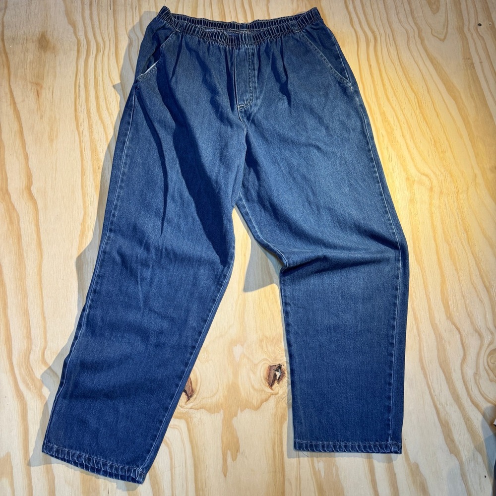 White Stag Women's Comfort Elastic Waist Denim Jeans Dark Wash Pants Size 14P